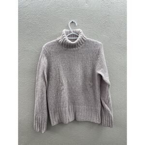 L.L. Bean Womens Sweater Size Medium Purple Knit Turtleneck Wool Blend